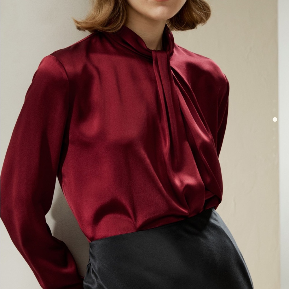 Lily Silk Garnet Silk Blouse. 12. NWT - Picture 11 of 13